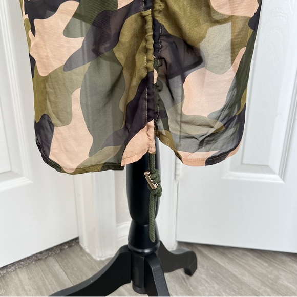 Camouflage Sheer Gold Zippered Drawstring Waist Coverup  Size 2X - Picture 9 of 10